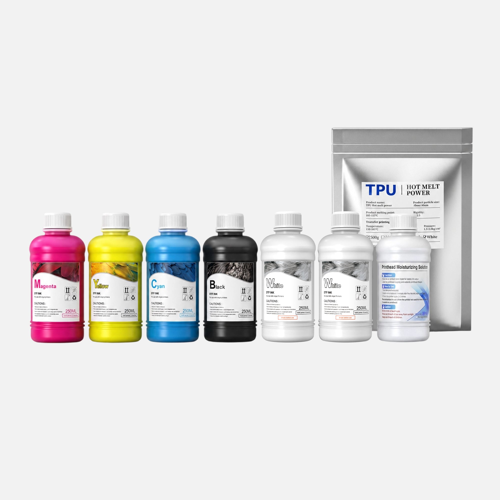 Colorsun DTF Ink 250ml*6+Printhead Moisturizing Solution*1+Powders 0.5KG