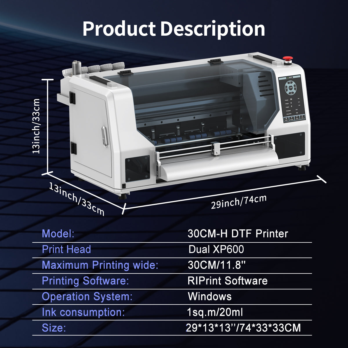 Colorsun 30CM-H Dual-Head DTF Printer