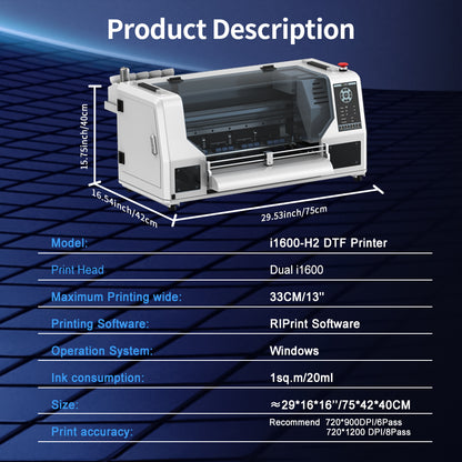 Colorsun 1600-H2 Dual-Head Industrial DTF Printer不用